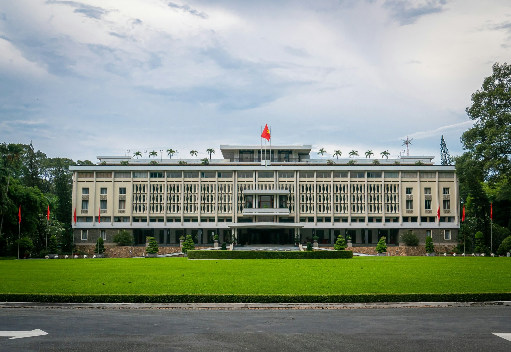 Independence Palace in Ho Chi Minh City with the Vietnamese flag